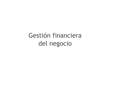 Gestión Financiera del Negocio